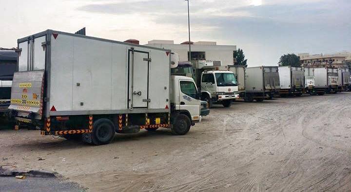 Refrigerated truck on the highway running from Dubai to Abu Dhabi