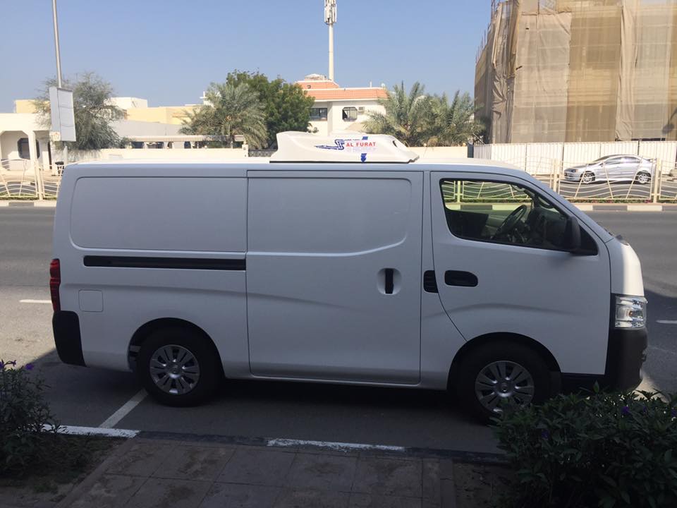 Refrigerated van used for flower delivery in Dubai